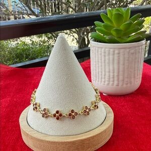 Gold and orange Floral Link Bracelet - Women Jewelry